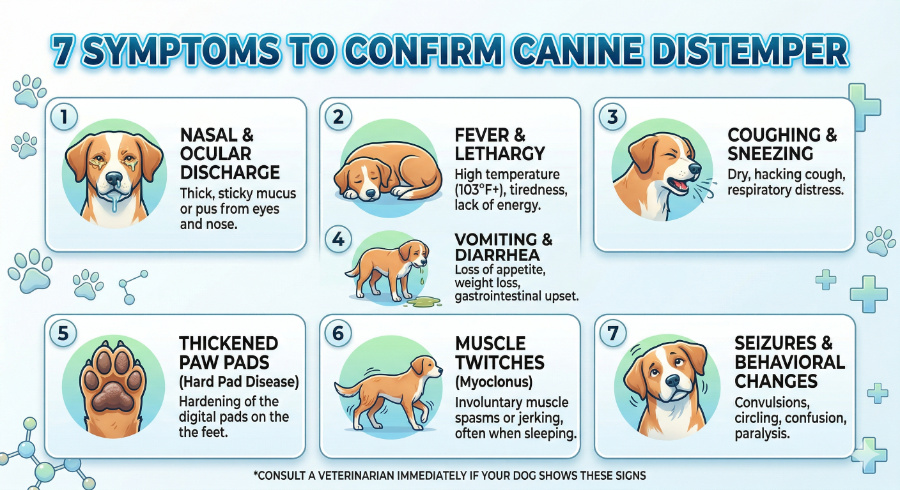 Visual guide to canine distemper symptoms